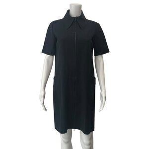 Maria Pinto Black Full Zip Collared Shirt Dress size Small